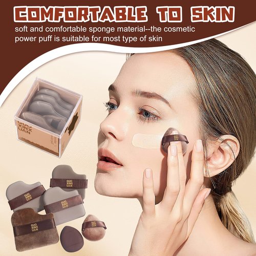 2 Box Chocolate Color Quick Makeup Foundation Puff Set，Sponge Air Cushion Powder Puff，Mini Powder Puff Collection (1 Box of 6 PCs)