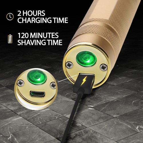 Cutting Edge T-Blade Trimmer for Men, T-Blade Precision Beard Trimmer, Bump Free and Hypoallergenic Titanium Gold Blades, 4 Guide Combs, Rechargeable, Precision Trimmer to Detail, Outline, & Fade