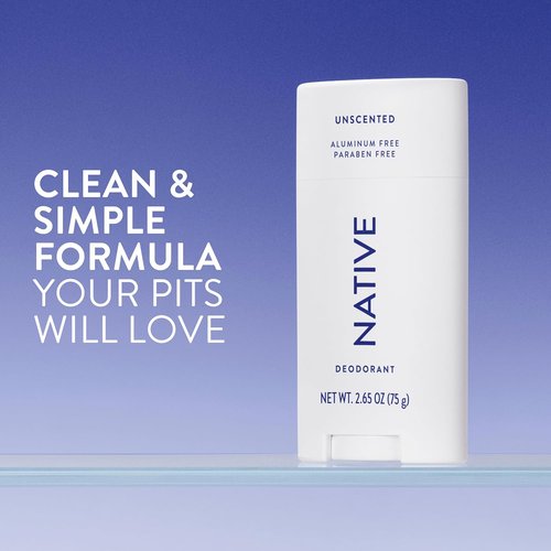 Native Deodorant - Aluminum-Free, Naturally Derived Ingredients - 72-Hour Odor Control, Unscented 2.65oz