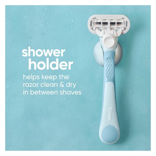 Gillette Venus Extra Smooth Women's Razor with Reusable Handle, 5 Blade Refills and Shower Holder