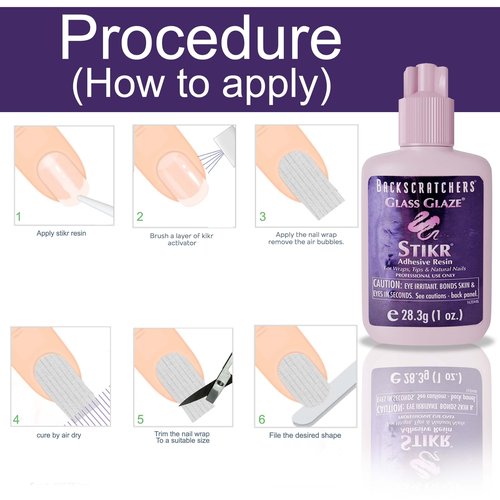 Backscratchers Glass Glaze Stikr Resin - Nail Wrap Adhesive for Tips, Extensions, and Charms
