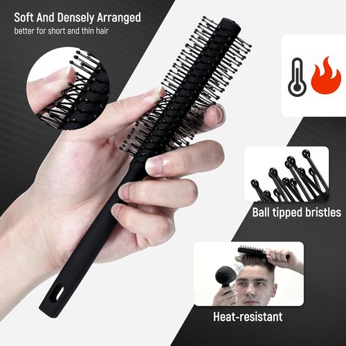 Skiennix 3PCS Hair Comb Set - Fine & Wide Tooth Combs with Roller Brush for Volume & Styling