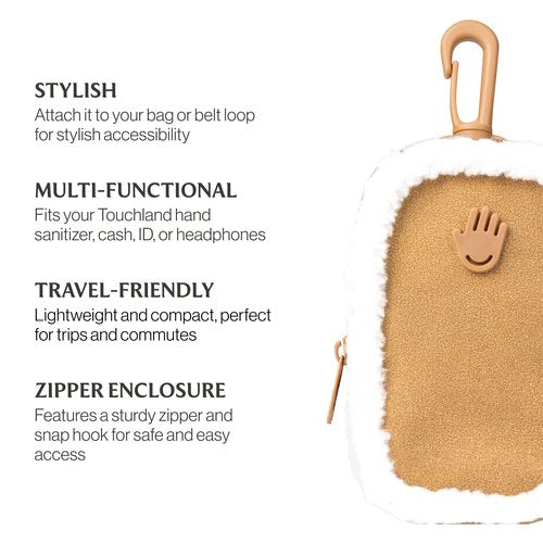 Touchland Special Edition Vegan Shearling Touchette, Attachable Fashion Accessory with Snap Hook for Touchland Mist