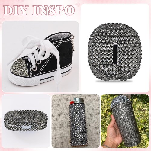 3000PCS SS12/3mm Crystal Rhinestones (Black Diamond) with 2Pcs 10ml B7000 Jewelry Glue, Bedazzling Flatback Glass Rhinestones for Crafting, Gems Diomand Charms for Tumbler Shoes Clothing Mugs Nail Art
