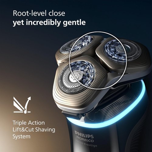 Philips Norelco Shaver i9000 Prestige - Ultra Wet & Dry Electric Shaver with SenseIQ Pro Technology | White Gold, Triple Lift & Cut System, 360 Rotating NanoTech Blades