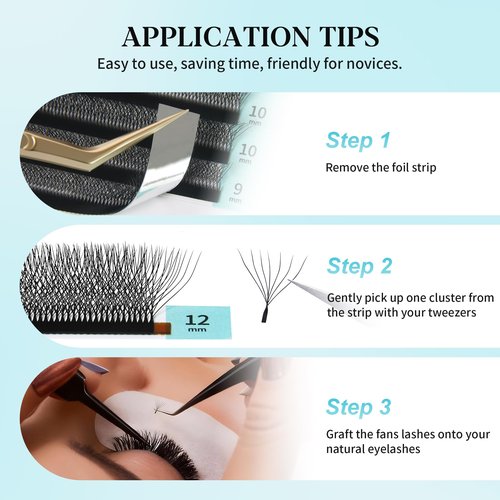 GLAMLASH W Eyelash Extensions 7D Russian Volume Premade Fan Natural Soft Matte Black False Lashes Professional Salon Supplies(7D,0.07,D,13mm)