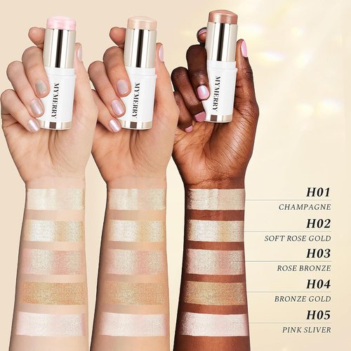 Skiennix Clear Dewy Marble Highlighter Stick - Buildable Shimmer Glow for Face & Body | Vegan, 15g