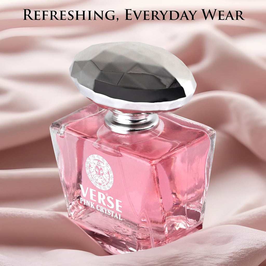 Verse Pink Crystal Eau De Parfum for Women - Floral & Fruity Scent with Pomegranate & Yuzu - 100ml Elegant Bottle