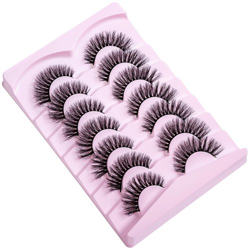 PAVONNE Cat Eye Lashes Wispy Fluffy, 8D Faux Mink 12-18MM (7 Pairs) - Dramatic Volume, Waterproof Lightweight, Daily & Party Wear, Reusable (B Curl)