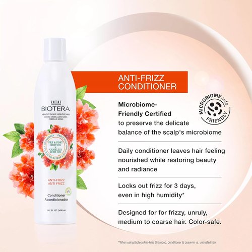Biotera Anti Frizz Smoothing Conditioner - Smooths Frizzy Hair | Microbiome Friendly & Vegan | Paraben Free