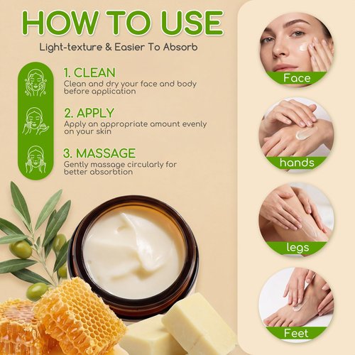 Beef Tallow for Skin & Face, Whipped Tallow and Honey Balm Cream, 100% Grass-Fed Beef Tallow Face Moisturizer with Raw Honey, All Natural Organic Body Lotion Skincare for Women & Men, Unscented 4.2 OZ