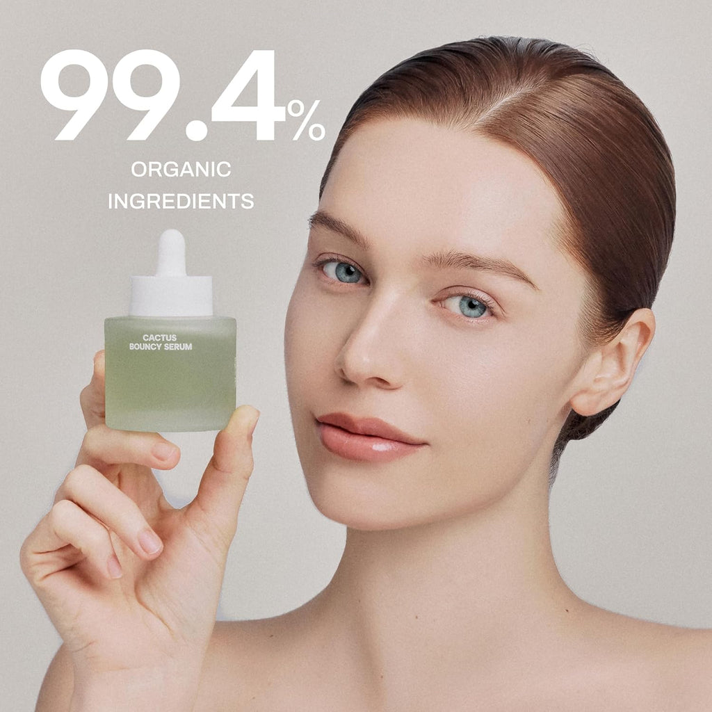Whamisa Organic Cactus Bouncy Serum - 48H Inner Skin Moisture & 72H Hydration | Korean Facial Ampoule (52ml)