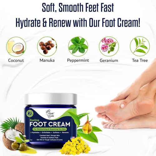 FOOT CURE Tea Tree Oil Foot Cream - Moisturizing Relief for Dry, Cracked Feet | 2 oz