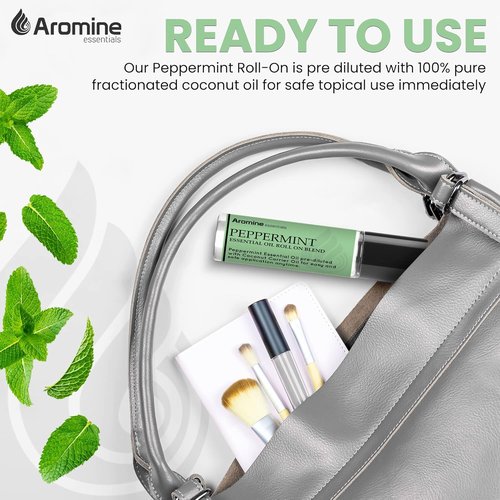 Peppermint Essential Oil Roll-On - Premium Therapeutic Grade Aromatherapy | Pre-Diluted 10ml (Pack of 2)
