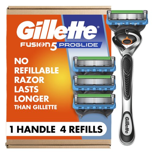Gillette Fusion ProGlide Razor for Men, Handle + 4 Blade Refills, Plastic/Acrylic Handle