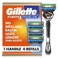 Gillette Fusion ProGlide Razor for Men, Handle + 4 Blade Refills, Plastic/Acrylic Handle