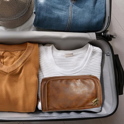 Eurow Luxe Mens 3 Compartment Faux Leather Toiletry Bag With Metal Hanging Hook & Handstrap For Travel, Organize Bath Supplies, Grooming & Shaving Kits, Personal Hygiene, Travel Essentials, Brown