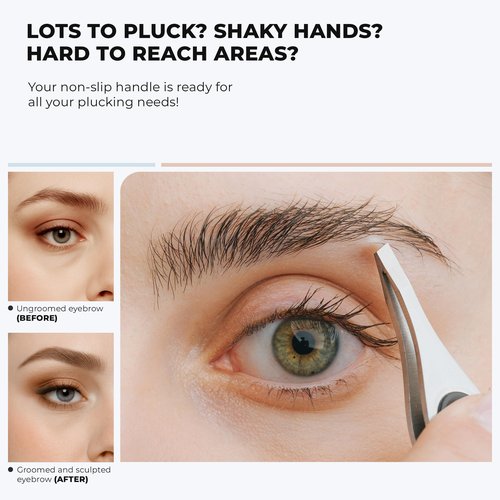 Cocos Precision Tweezers for Women Facial Hair - Stainless Steel Tweezers for Women and Men - Ideal for Eyebrow Shaping and Ingrown Hair Removal - Slanted Tips, Durable and Ergonomic Grip Design