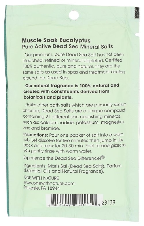 ONE WITH NATURE Eucalyptus Dead Sea Bath Salt - Relaxing Aromatherapy, 2.5 OZ