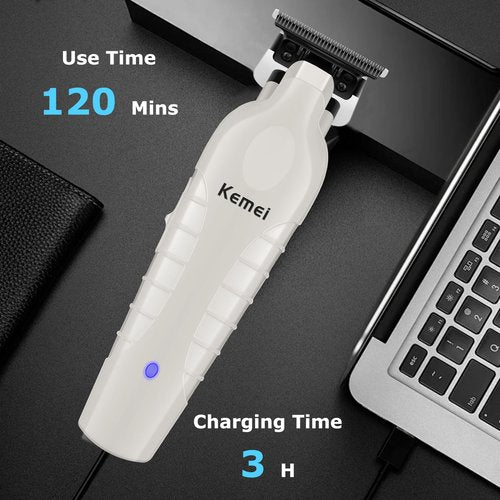 KEMEI 2299 Beard & Hair Trimmer for Men Professional, Zero Gapped Hair Clippers for Men Cordless Trimmers for Barbers, Gray