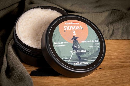 The Goodfellas' Smile,SHIBUSA 2 (Almond, Peach & Ylang Ylang), Luxury Itallian TALLOW Shaving Soap, Formulated for Use with A Shaving Brush, Made in Italy