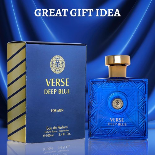 NovoGlow Verse Deep Blue Eau de Parfum Spray for Men | Casual Daily Cologne - 3.4 Oz Bottle, Perfect Gift for Any Occasion