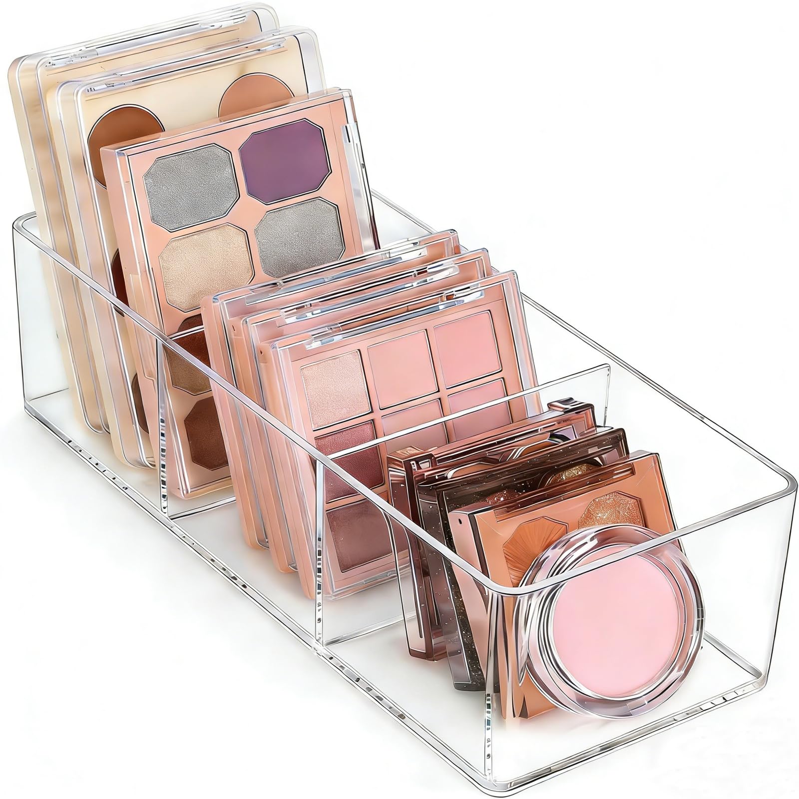 WECHENG Acrylic Makeup Organizer: Drawer Organizer for Bathroom - Stackable Cosmetic Display Cases for Vanity Countertop and Makeup Storage Containers (3-Compartment)