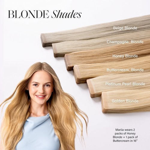 Luxy Tape-In Hair Extension Collection 16", 50g, Beige Blonde, 20 pieces