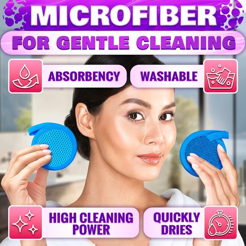 Skiennix 2-in-1 Face Scrub Pads - Washable Microfiber Makeup Remover Cloths | 3 Pcs for Gentle Exfoliation