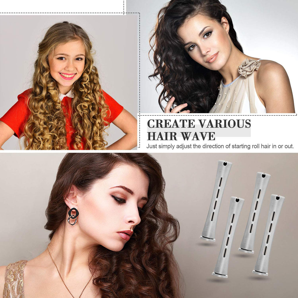 WILLBOND Cold Wave Rods - 36-Piece Hair Perm Rod Set with Steel Rat Tail Comb for Styling
