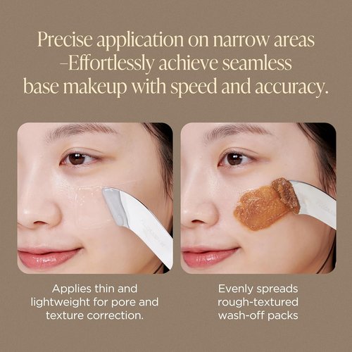 Piccasso 2-Way Makeup Spatula - Dual-Ended Stainless Steel Tool for Precise Foundation & Skin Care Application, Includes Leather Case