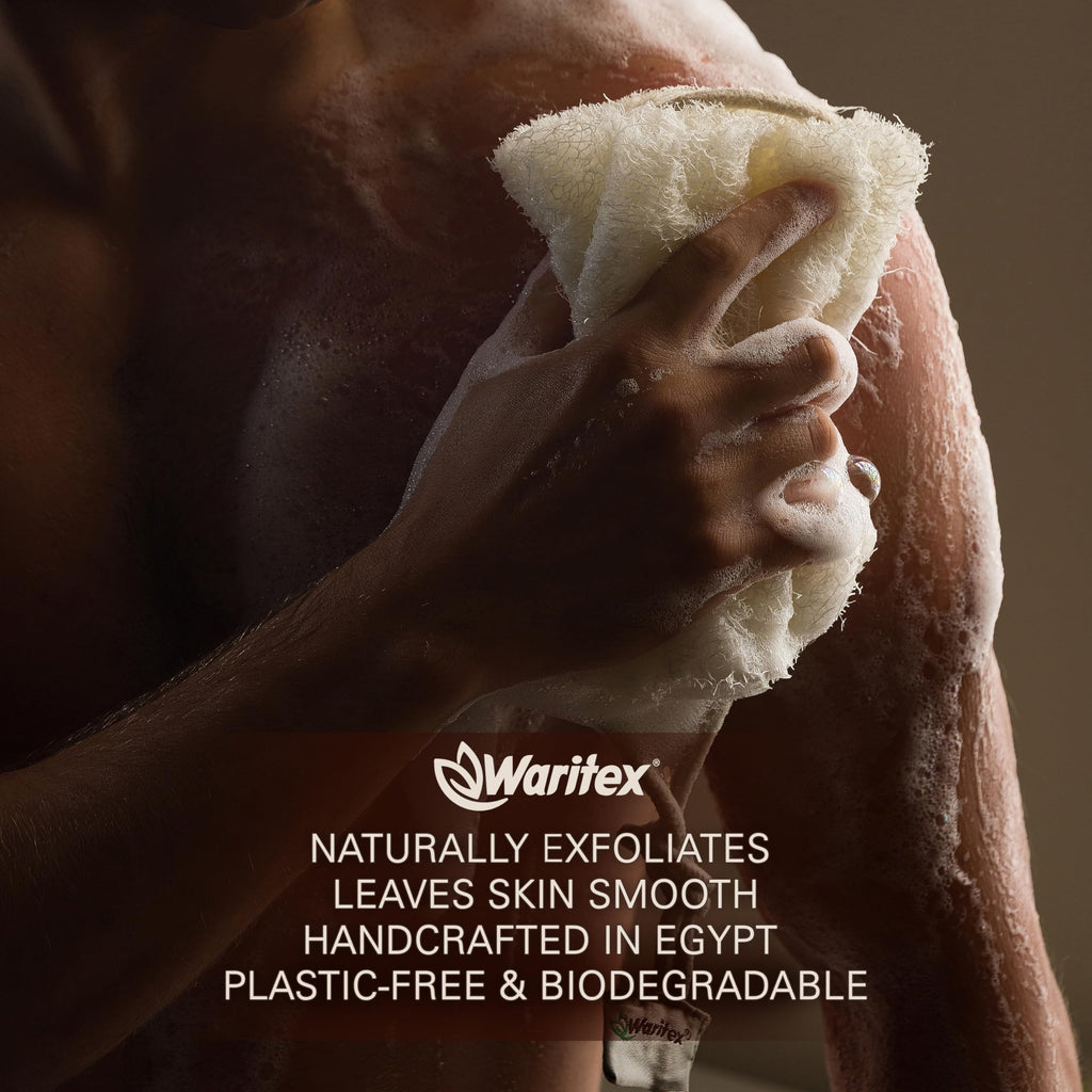 Waritex Premium Natural Egyptian Loofah Sponges, Made from 100% Natural Organic Material, Gentle Skin Exfoliation, and Full-Body Spa Experience – Eco-Friendly Loofah 2 Count (1 Pack)