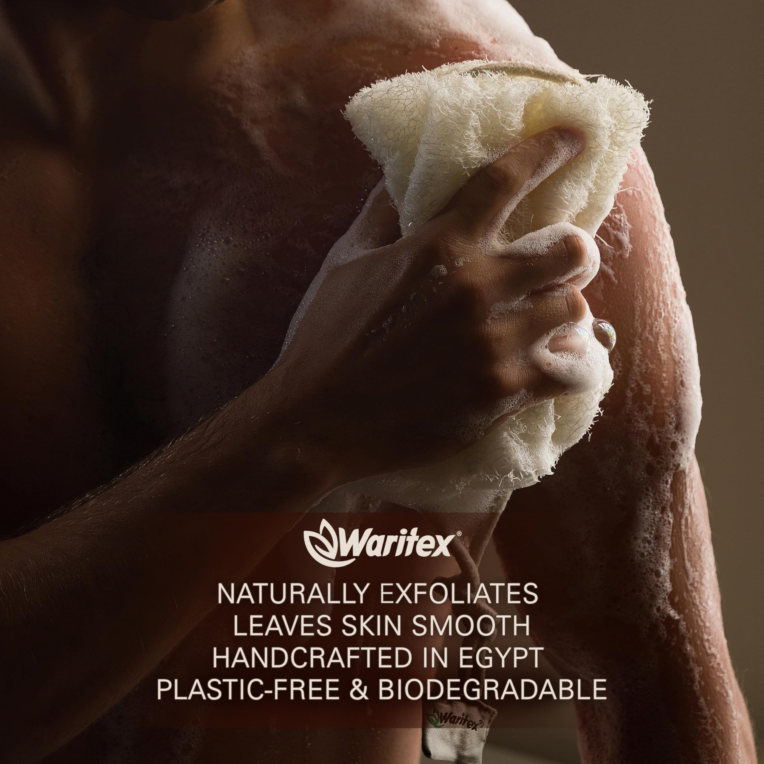 Waritex Premium Natural Egyptian Loofah Sponges, Made from 100% Natural Organic Material, Gentle Skin Exfoliation, and Full-Body Spa Experience – Eco-Friendly Loofah 2 Count (1 Pack)