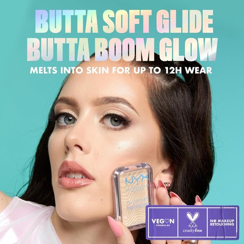 NYX Professional Makeup Buttermelt Highlighter - Long-Lasting, High Impact Glow | Holographic Lavender, 40 No 1 Butta