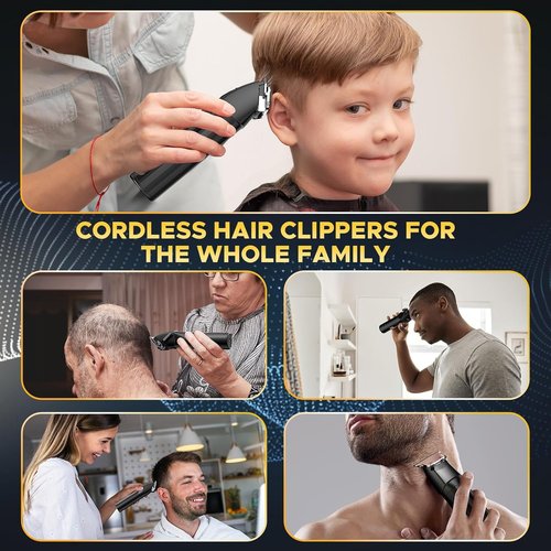 Skiennix Professional Hair Clippers - Cordless Beard Trimmer Kit with LED Display | Rechargeable Grooming Set (Black)