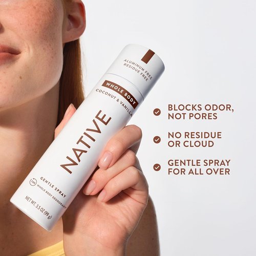 Native Whole Body Deodorant Spray - Coconut & Vanilla Scent | 72-Hour Odor Control, Aluminum-Free, 3.5 oz