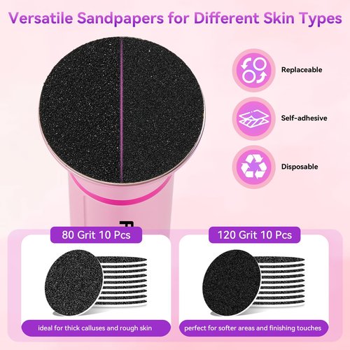 FAMILIFE Electric Foot File Callus Remover – Rechargeable Pedicure Tool with Display Screen, Replaceable Sandpaper Discs, Forward & Reverse Rotation, for Men and Women