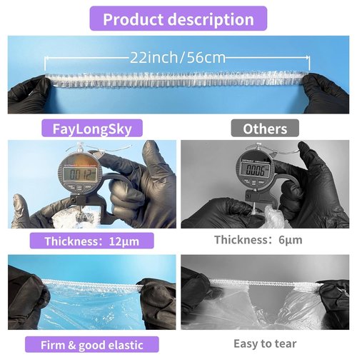 Skiennix Disposable Shower Caps - Extra Large Waterproof Hair Caps for Women | 100PCS, 22 Inch
