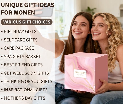 Mirasphere Spa Gift Baskets for Women - Self Care Gifts Kit for Women - Get Well Soon Cozy Relaxation Home Self Care Kits Set Valentine's Day Gifts for Woman Mom Best Friends Sister Wife, Pink
