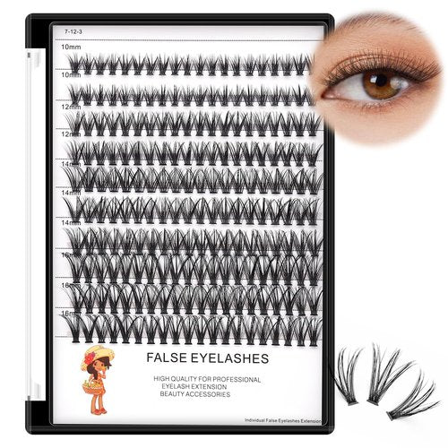 Bodermincer 200pcs/Pack C Curl 20 Root Thickness 0.07mm Individual Lash Cluster Black Individual Cluster Eye Lashes Grafting Fake False Eyelashes Lash Clsuter Wispy (20D 10-12-14-16mm MIX)