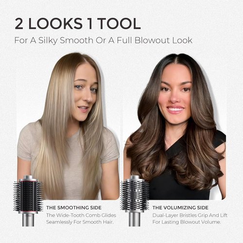 TYMO 4.0 Hair Blow Dryer Brush - 5-in-1 Ionic Tool for Fast Drying, Shine & Volume | Metal Grey