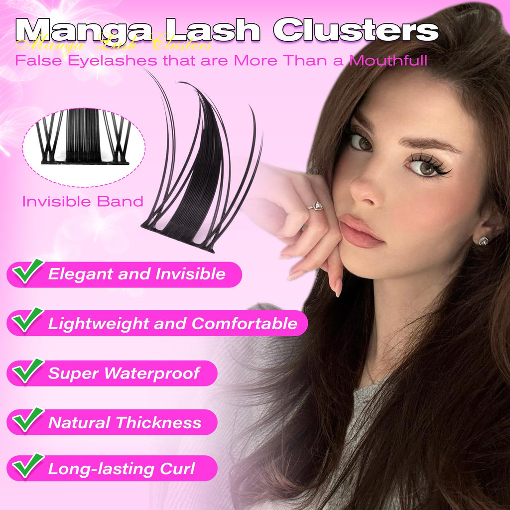 wiwoseo Manga Lash Clusters Manga Eyelash Clusters Anime Cluster Eyelash Extensions Clusters Lashes Natural Look Eyelashes Fairy Lash Clusters Manga Individual Lashes for Beginners (8-16MM)