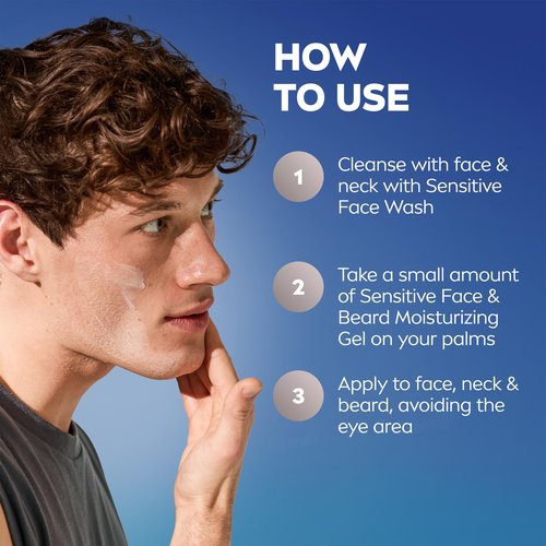 NIVEA MEN Sensitive Face and Beard Moisture Gel, Gentle Face and Beard Moisturizer for Men Instantly Hydrates Skin and Conditions Beards, 1.7 Fl Oz Tube, Pack of 3
