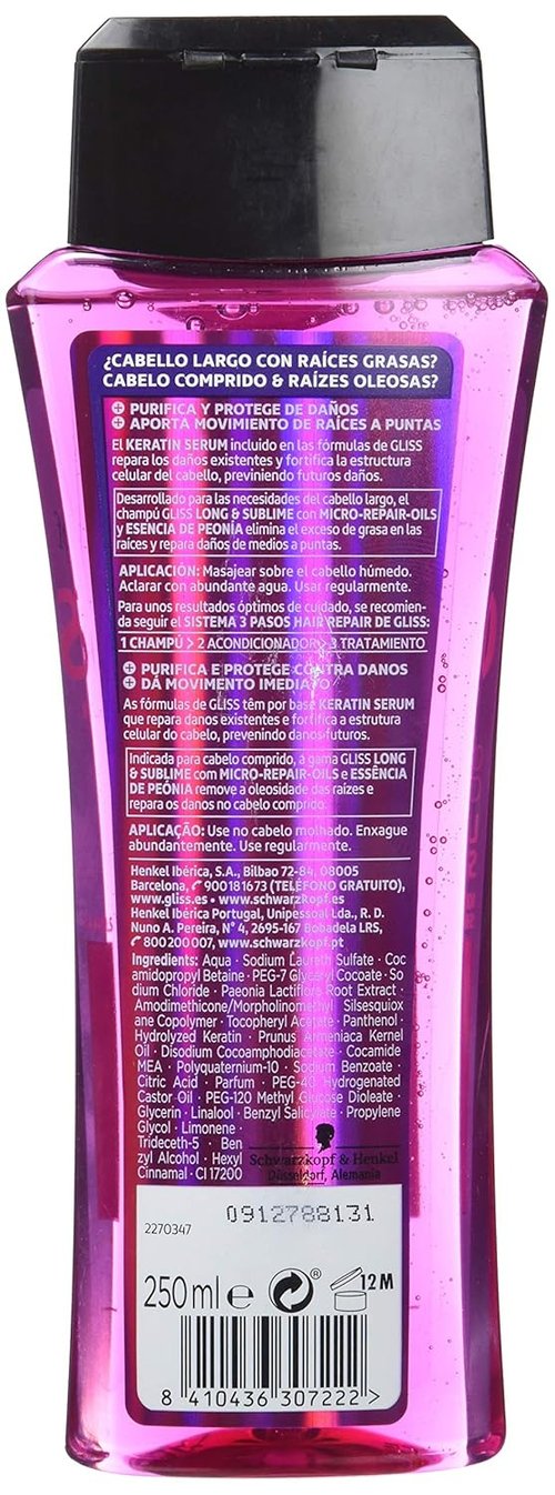 Schwarzkopf Gliss Long & Sublime Shampoo - Nourishing Formula for Long Hair | 250 ml