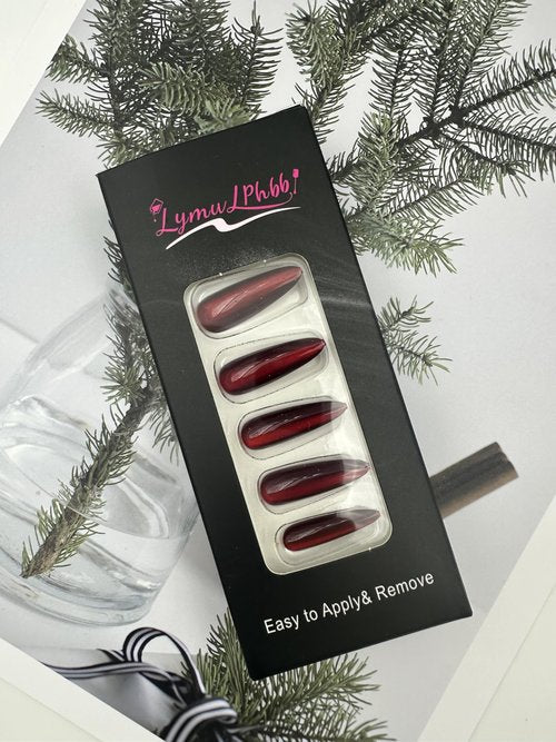 LymwLphbb 30pcs Cherry red for Halloween day Chrismas Long fake nails