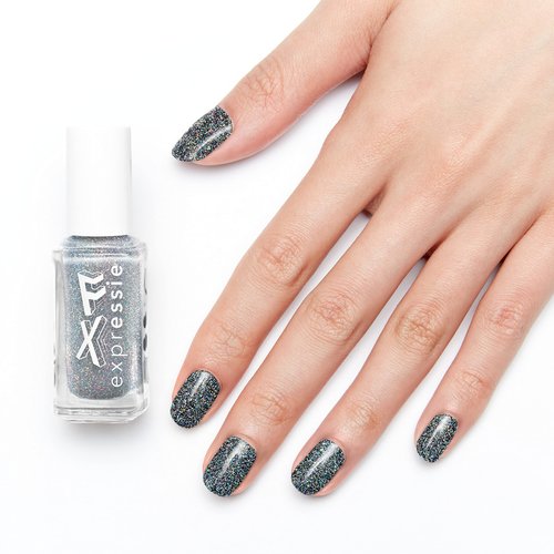 essie Expressie FX Quick-Dry Vegan Nail Polish, Silver Glitter Top Coat, 0.33 fl oz