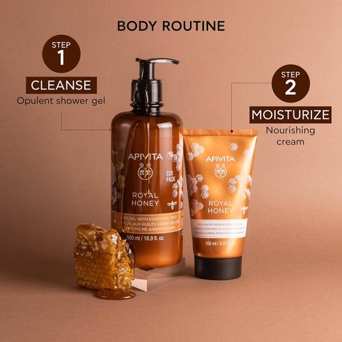 Apivita Shower Gel with Essential Oils - Nourishing Formula | 16.9 Fl Oz