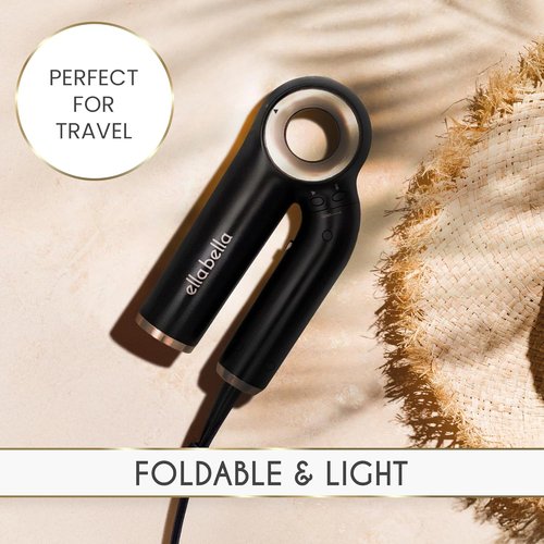 ELLA BELLA® Ionic Hair Dryer - Foldable Design for Travel | Intelligent Heat Control & Rapid Drying