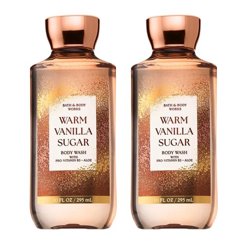 Bath & Body Works Warm Vanilla Sugar Body Wash, Nourishing Cleanser with Pro-Vitamin B5 & Aloe, Sparkling Sugar and Sweet Vanilla Scent, Gentle for Daily Use, 10 fl oz - 2 Pack