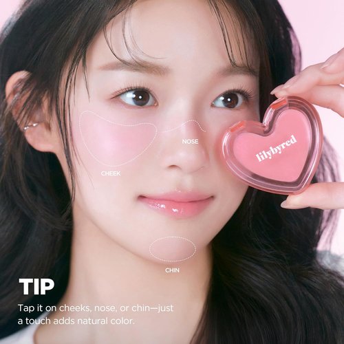 Lilybyred Luv Beam Sherbet Cheek - Heart-Shaped Korean Cream Blush, Lightweight & Buildable, 0.12 oz (07 Grape Topping)